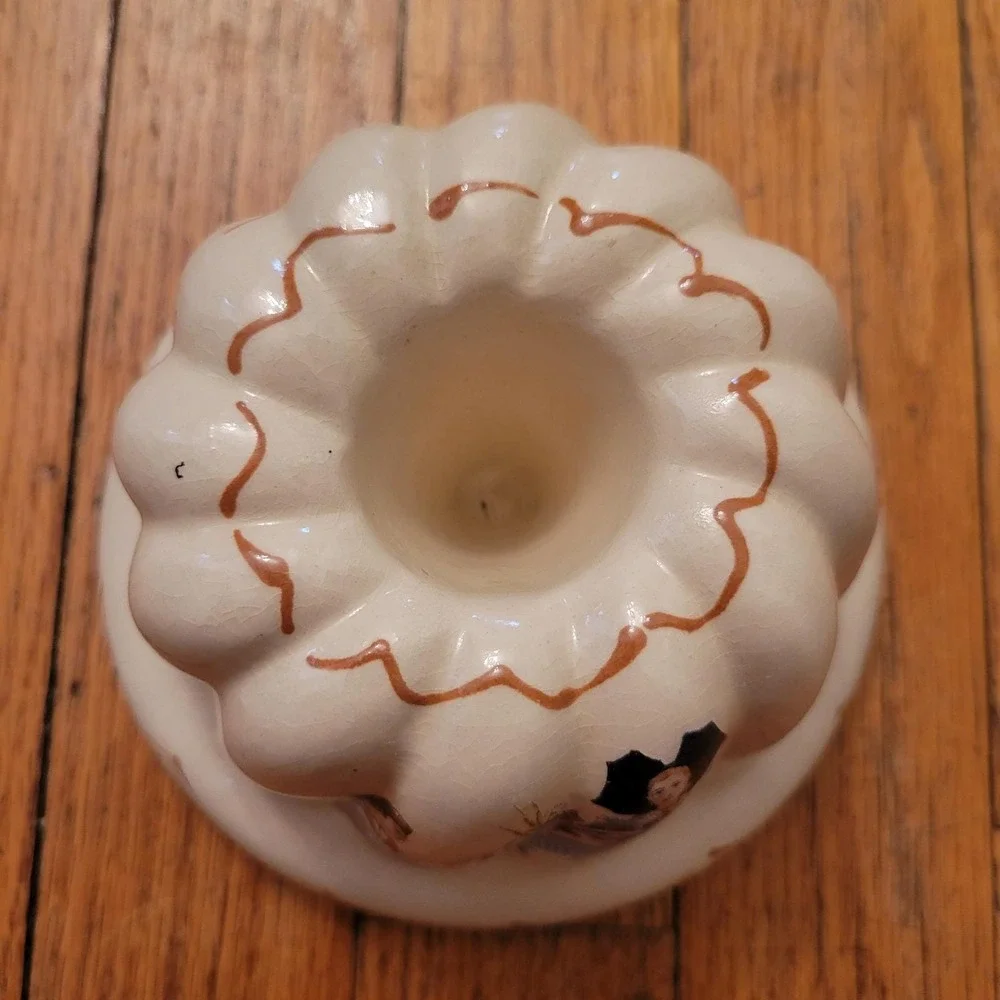 Vintage French Alsatian Ceramic Mini Pan Kouglof Mold Wall Decor Cottage Country